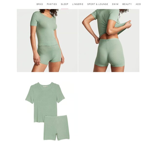 XL Ribbed Modal Tee Short Set Seaaalt Green So Incredibly Comfy NWT - Picture 2 of 5